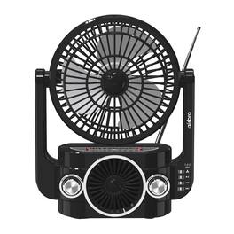 Airbro - RXF-20 Rechargeable Portable Fan, Bluetooth Speaker, 3-Band Radio - Black