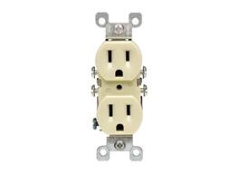 Leviton - 15 Amp 125 Volt Co/Alr Duplex Receptacle, Straight Blade, Residential Grade, Grounding, 12650-I - Ivory