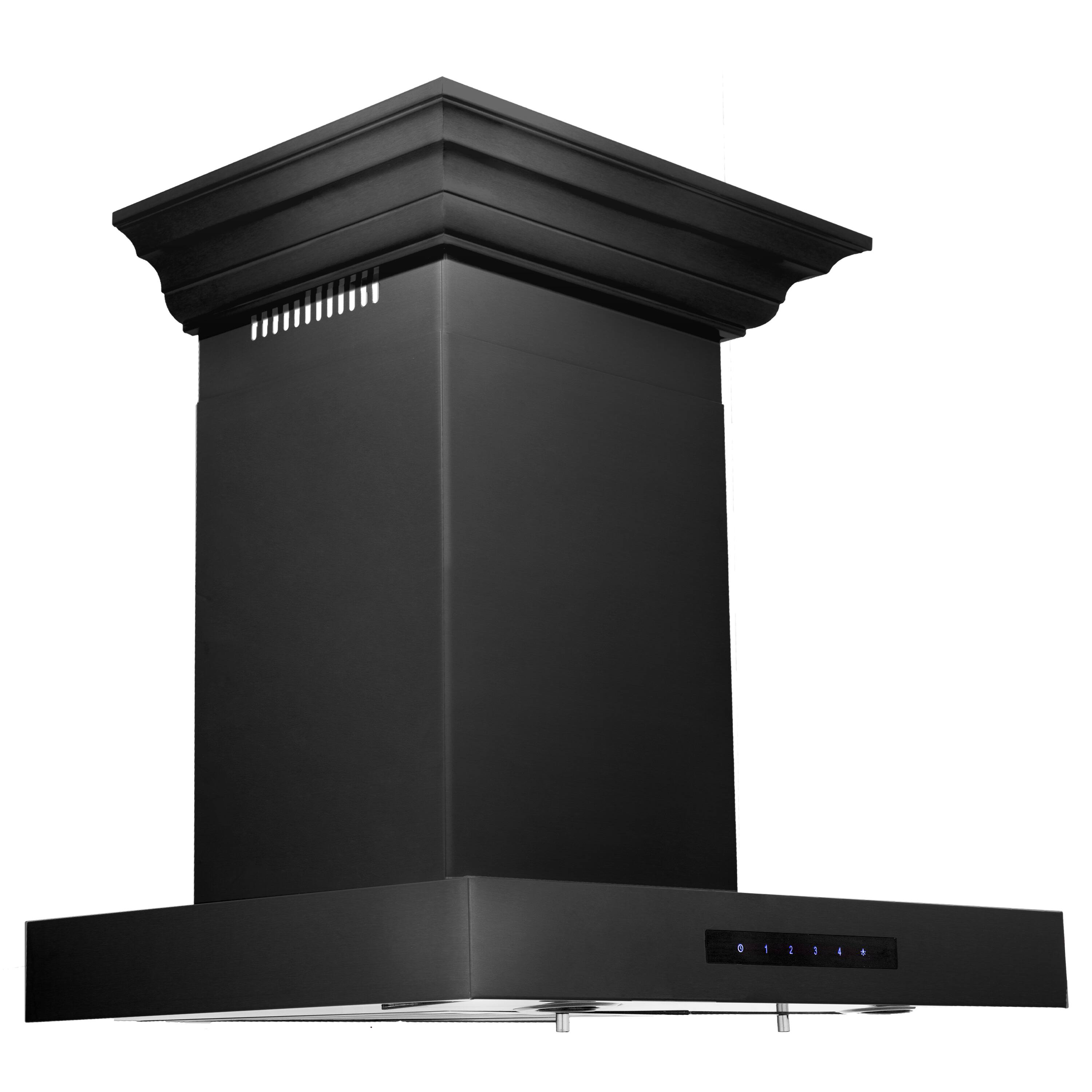 Left. ZLINE - ZLINE 24" Convertible Vent Wall Mount Range Hood in Black Stainless Steel with Crown Molding (BSKENCRN-24) - Black Stainless Steel.