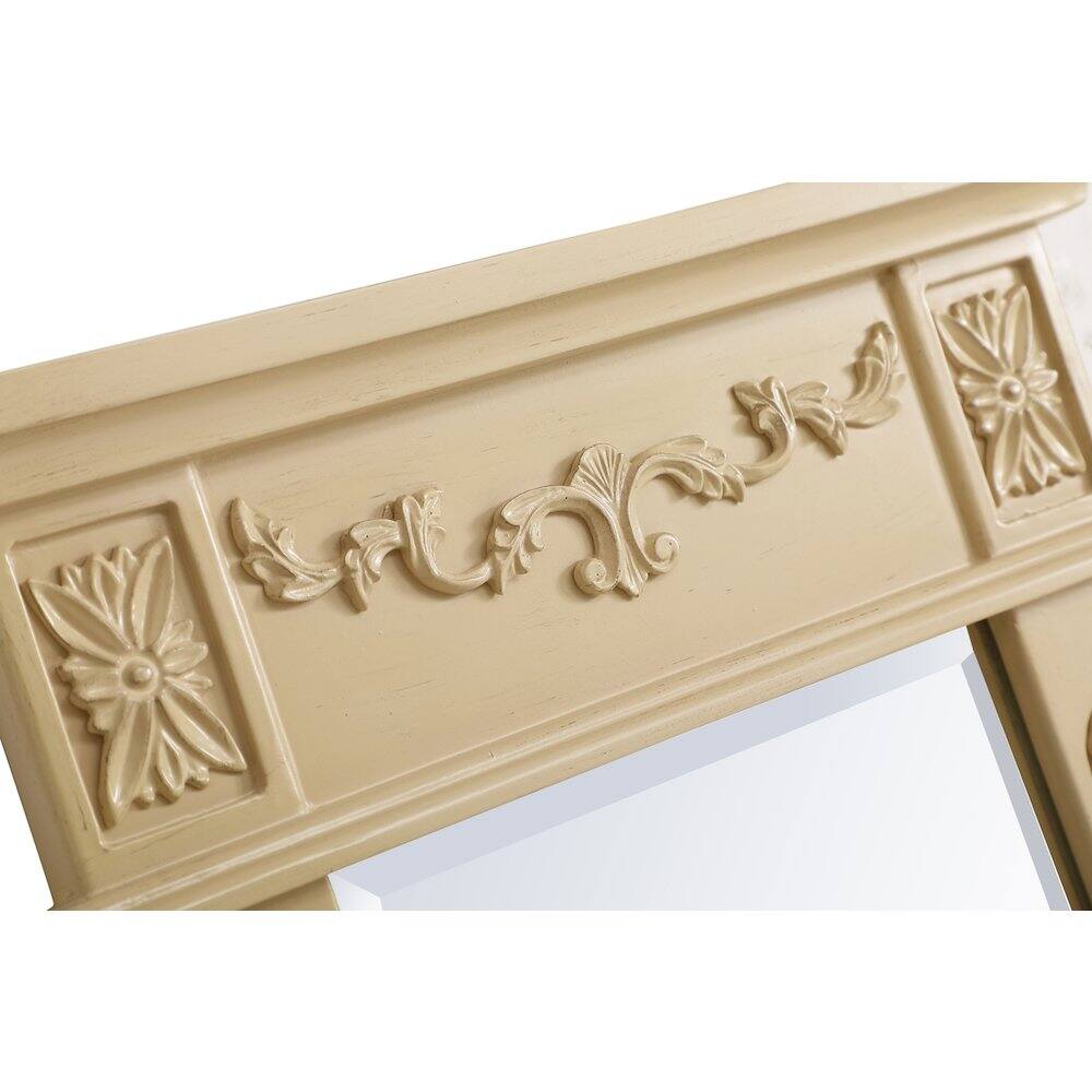 Angle. Elegant Decor - Wood Frame Mirror 18 Inch X 28 Inch In Light Antique Beige - Light Antique Beige.