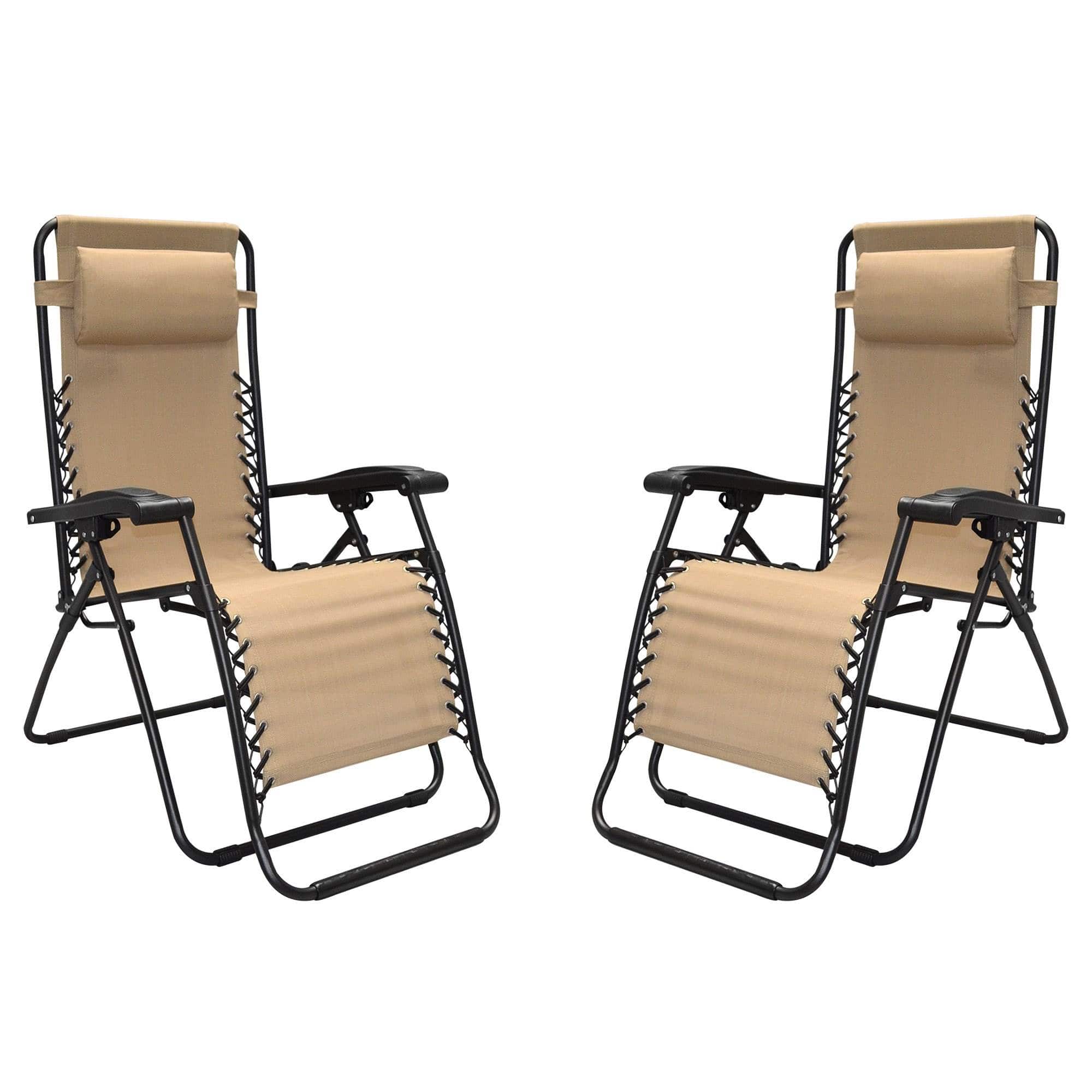 Caravan Canopy - Infinity Zero Gravity Steel Frame Patio Deck Chair, (Pair) - Beige
