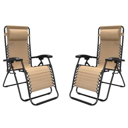 Front. Caravan Canopy - Caravan Canopy Infinity Zero Gravity Steel Frame Patio Deck Chair, Beige (Pair) - Beige.