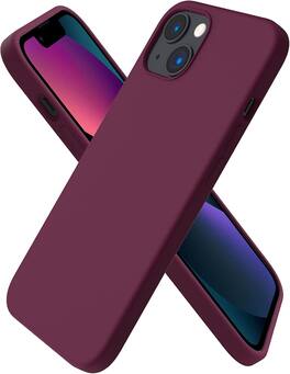Ornarto - Compatible with iPhone 13 Case 6.1", Slim Liquid Silicone 3 Layers Full Covered Cover - WineRed