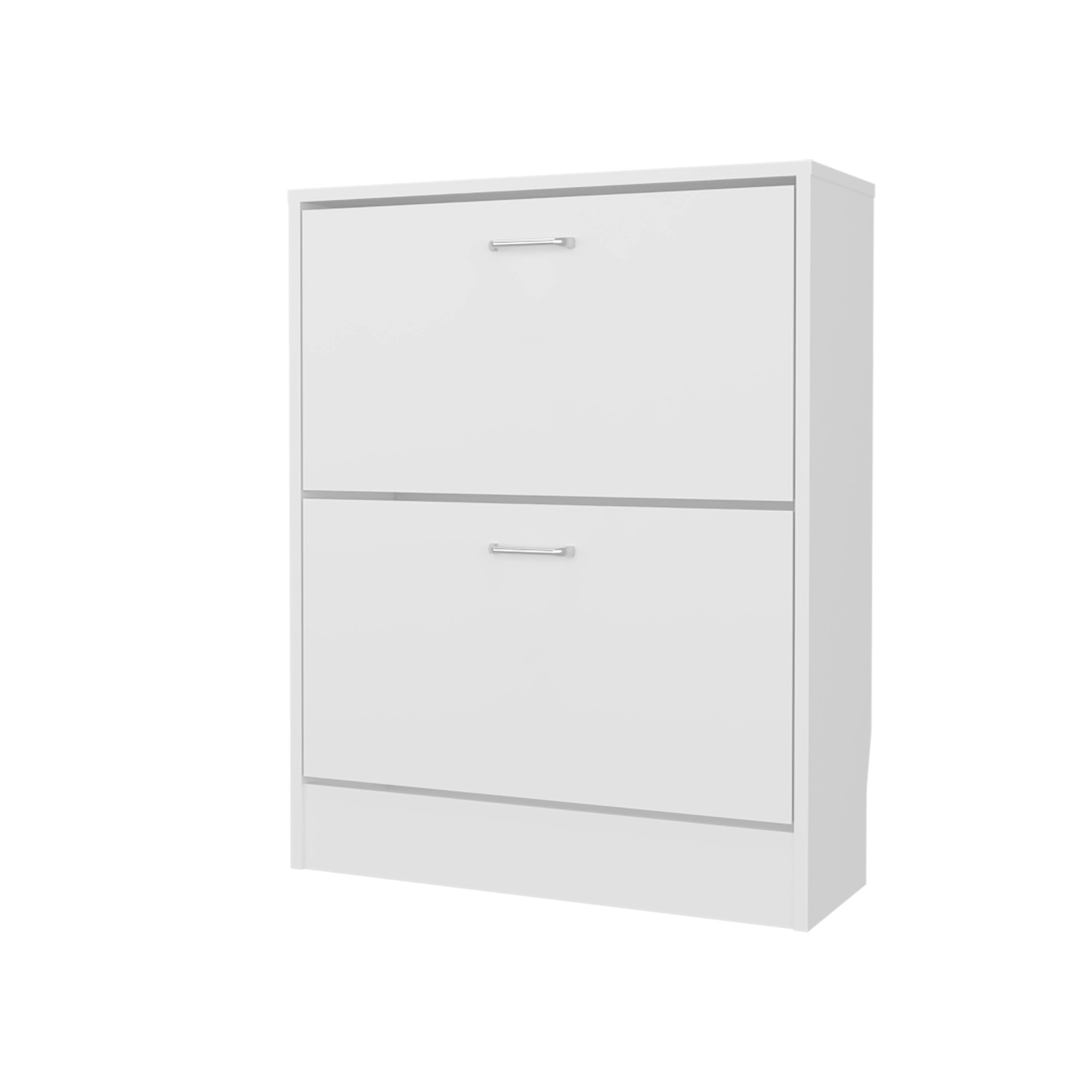 Angle. TinyHomie - Ozzy Shoe Cabinet 2 Tilt-Out Doors Slim Design Internal Supports Modern Style White - White.