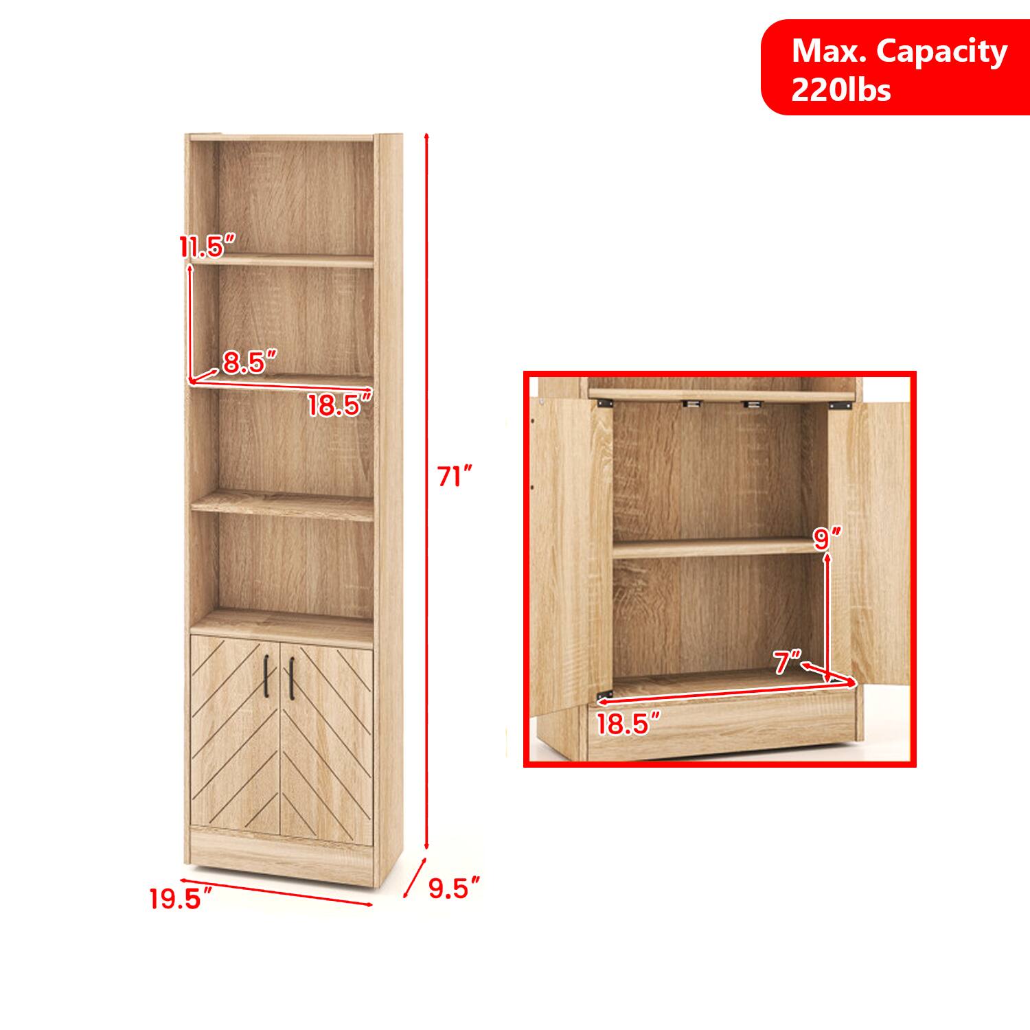 Max. Capacity 220lbs  
11.5"  
8.5"  
18.5"  
71"  
9"  
7"  
18.5"  
19.5"  
9.5"