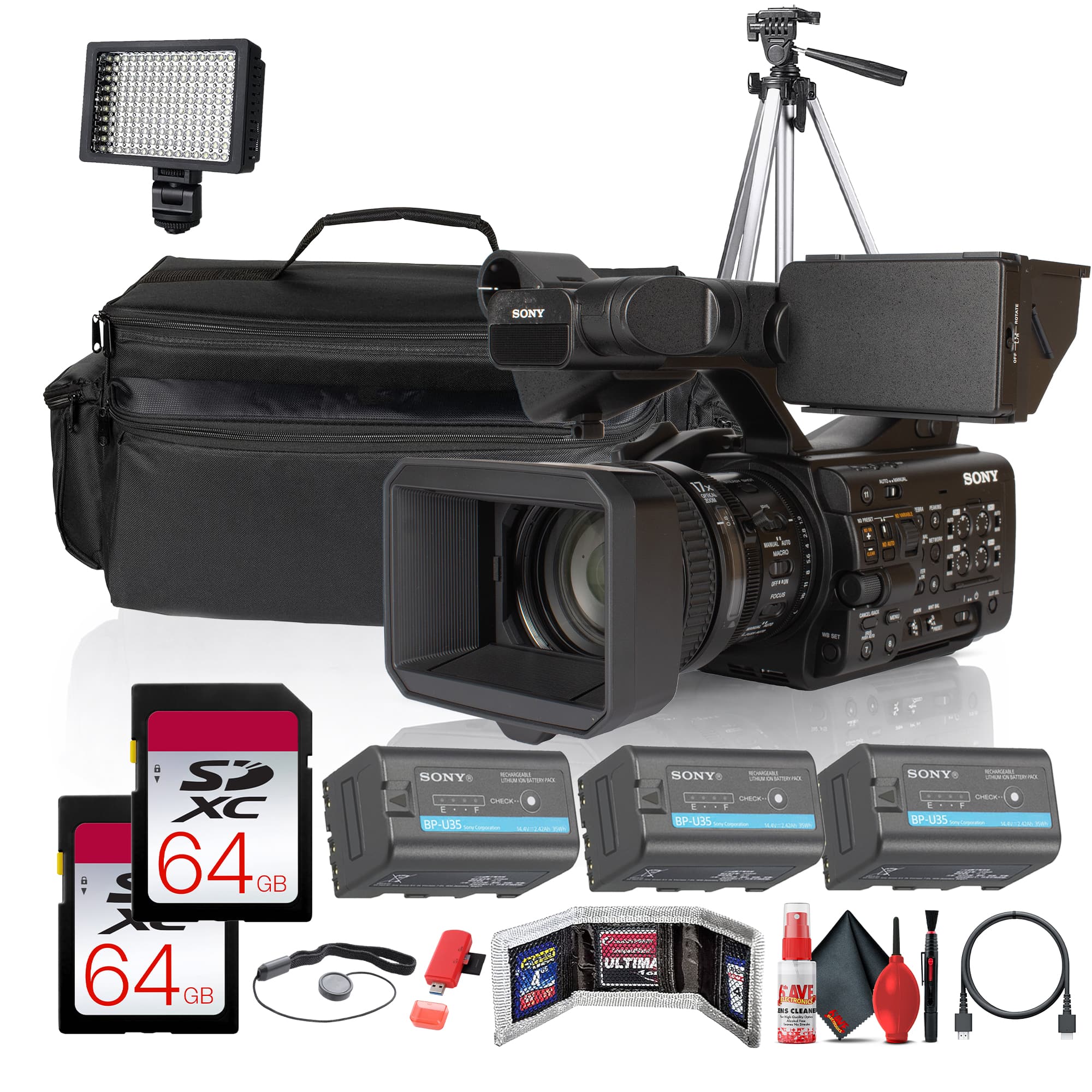 Sony - PXW-Z300 XDCAM Camcorder + 3 x BP-U35 Battery + 2 x 64GB Cards + Case + More