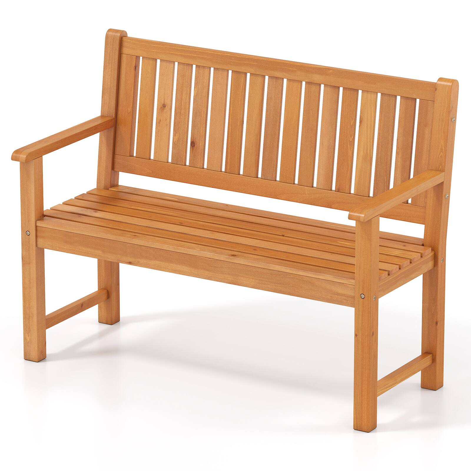 Alt View 9. Costway - Costway 2-Seater Outdoor Wooden Bench, Garden Loveseat Bench with Backrest, Armrests - Natural.