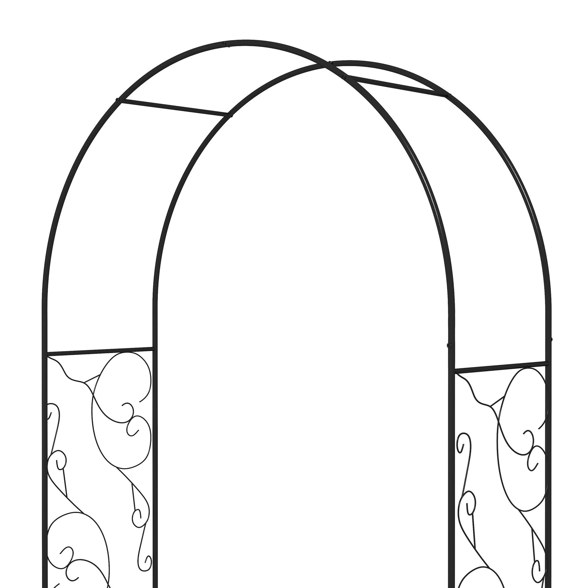 Alt View 4. Outsunny - 7.5' Metal Garden Arch with Gate, Garden Arbor Trellis for Climbing Plants, Roses, Vines, Wedding Arch - Black.