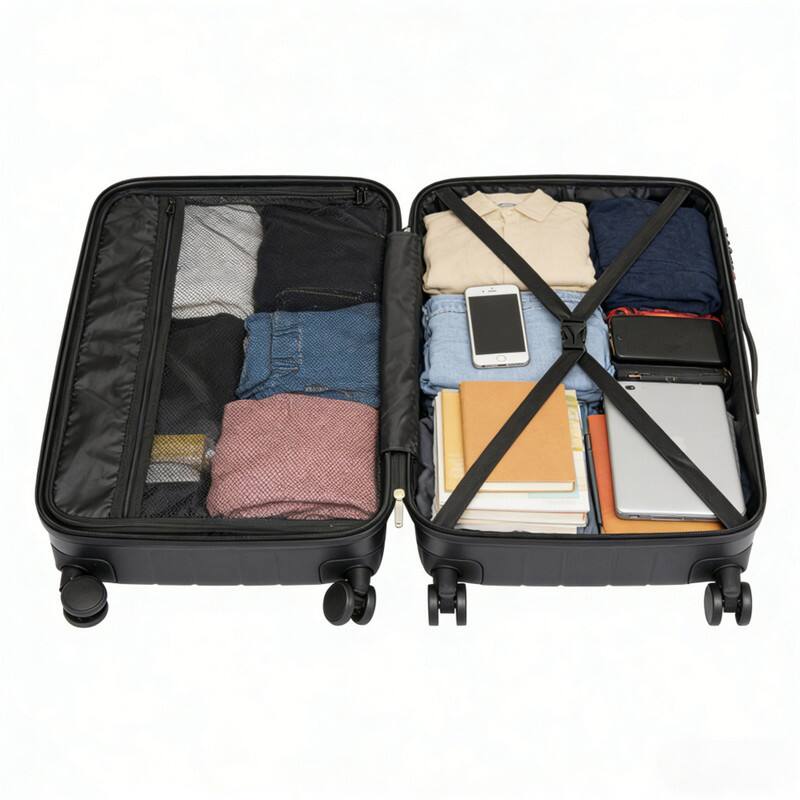 Alt View 2. HTUTWOO - 3-Piece ABS Travel Luggage Set - 20/24/28 Inch with TSA Lock, 360° Silent Spinner Wheels, Ultra Lightweight Carry On - Gray.