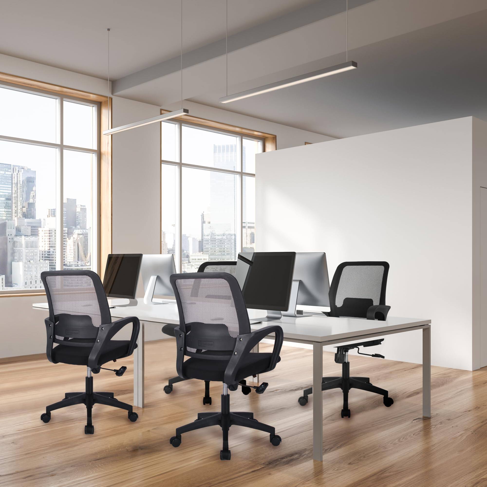 Left. Dazzed Corner - Black Ergonomic Mesh Office Desk Chair, Adjustable Height Mid-Back Computer Task Chair with Lumbar Support - Black.