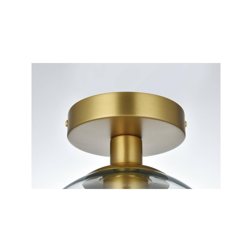 Alt View 2. Living District - Baxter 8 Inch Flush Mount Ceiling Light Clear Shade in Satin Gold - Satin Gold And Clear.