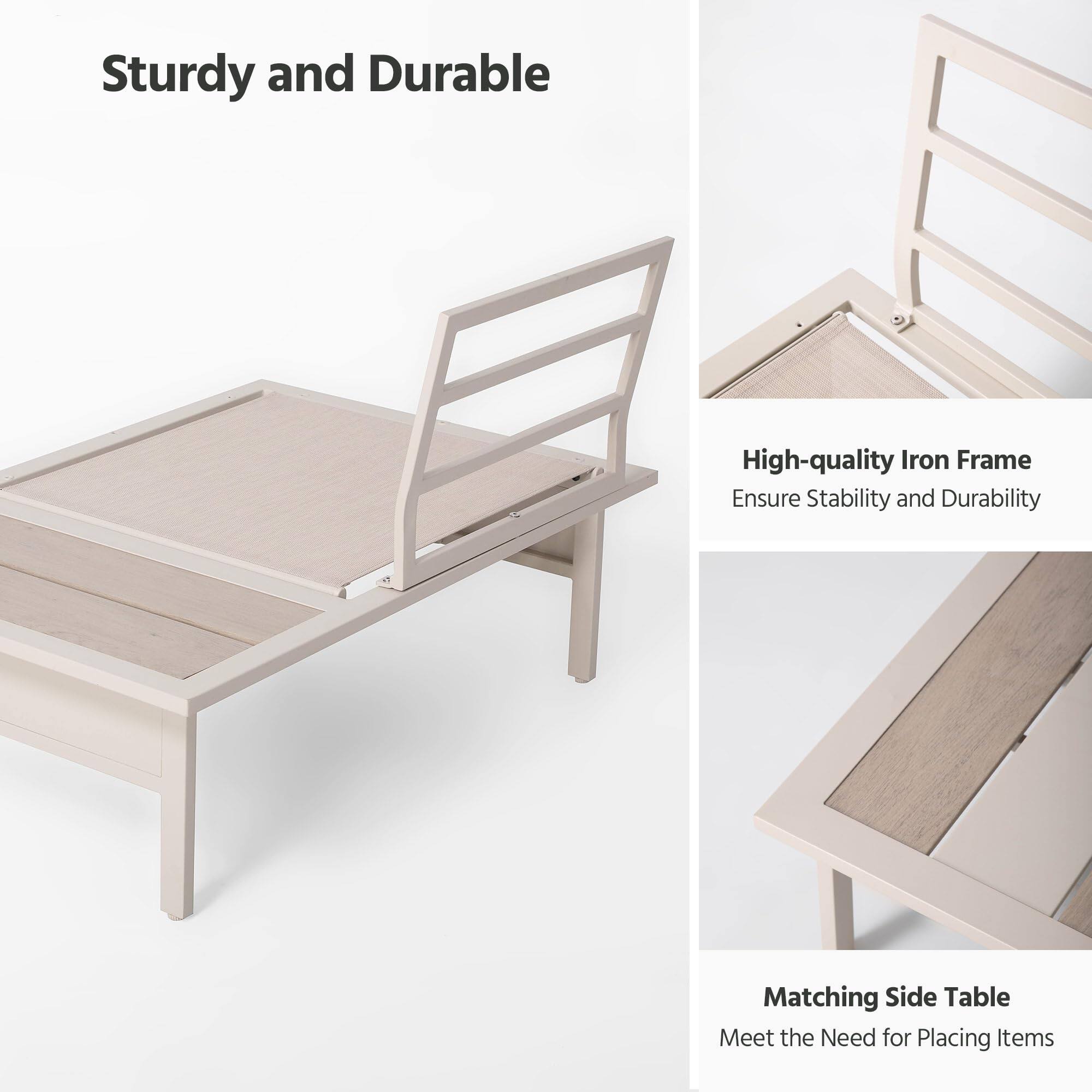 Sturdy and Durable

High-quality Iron Frame  
Ensure Stability and Durability

Matching Side Table  
Meet the Need for Placing Items