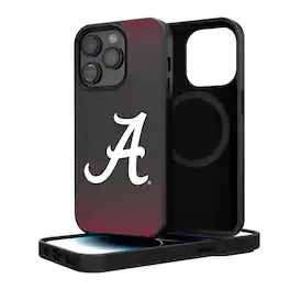 Keyscaper - NCAA - Alabama Crimson Tide Linen Logo iPhone Magnetic Bump Case - 15 - Black