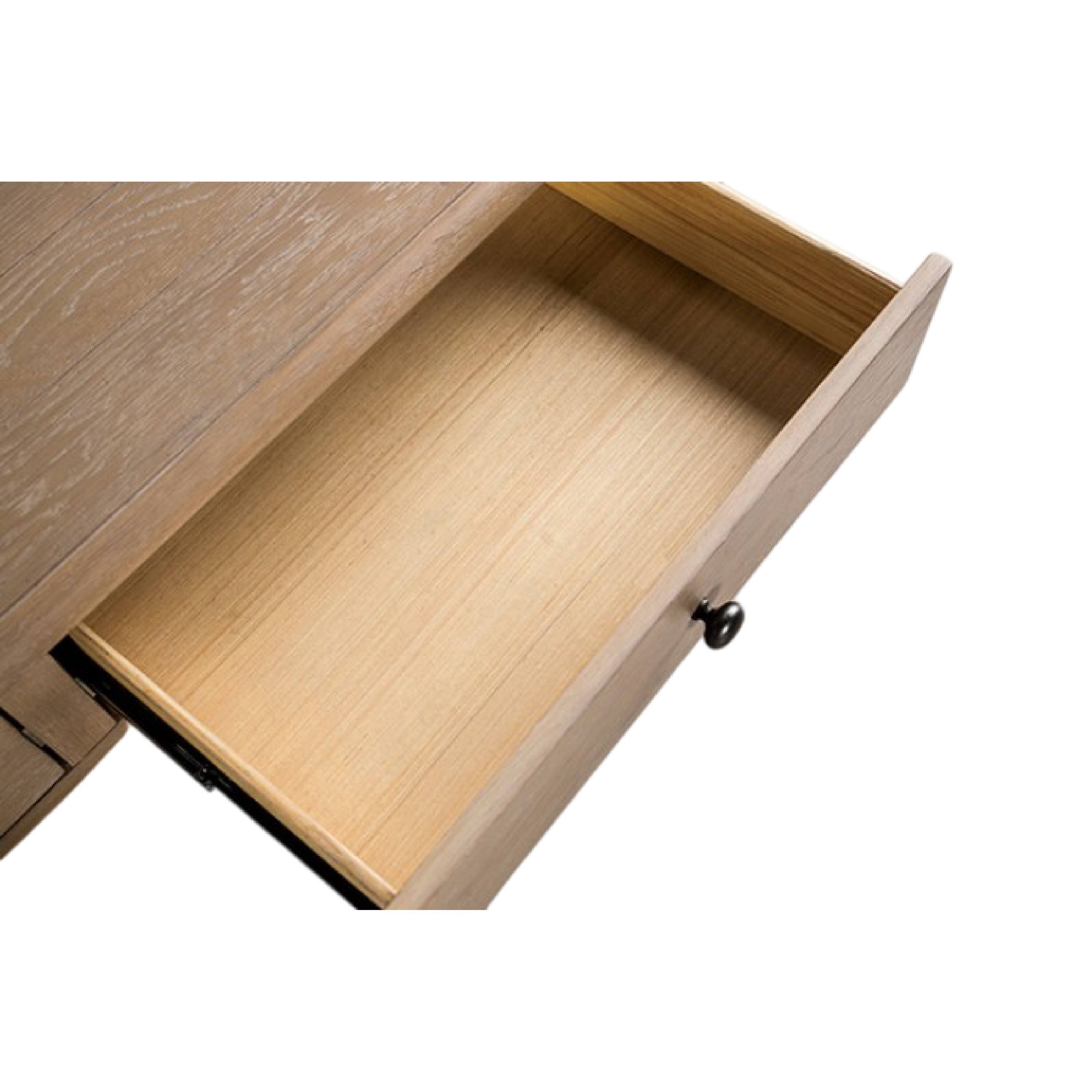 Alt View 3. Manhattan Lane - Cherie Coffee Table, 2 Drawers, Light White Washed Wood, 52 Inch - White Wash Brown, Black.