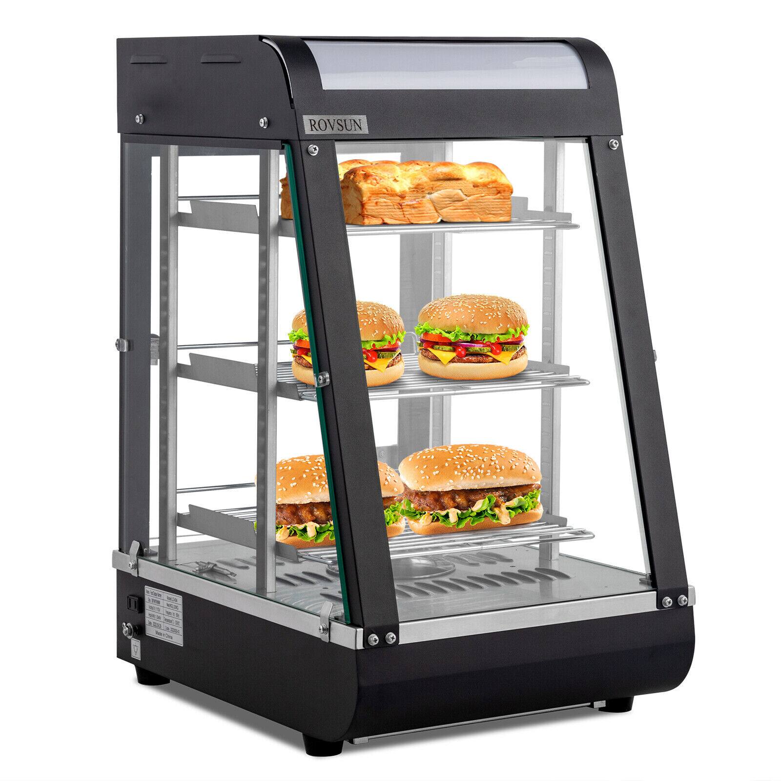 Front. Winado - Electric 3 Tier 15" Commercial Full Service Food Pizza Warm Display Case Durable - Black.