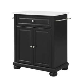 Crosley Furniture - Alexandria Stone Top Portable Kitchen Island/Cart - Black