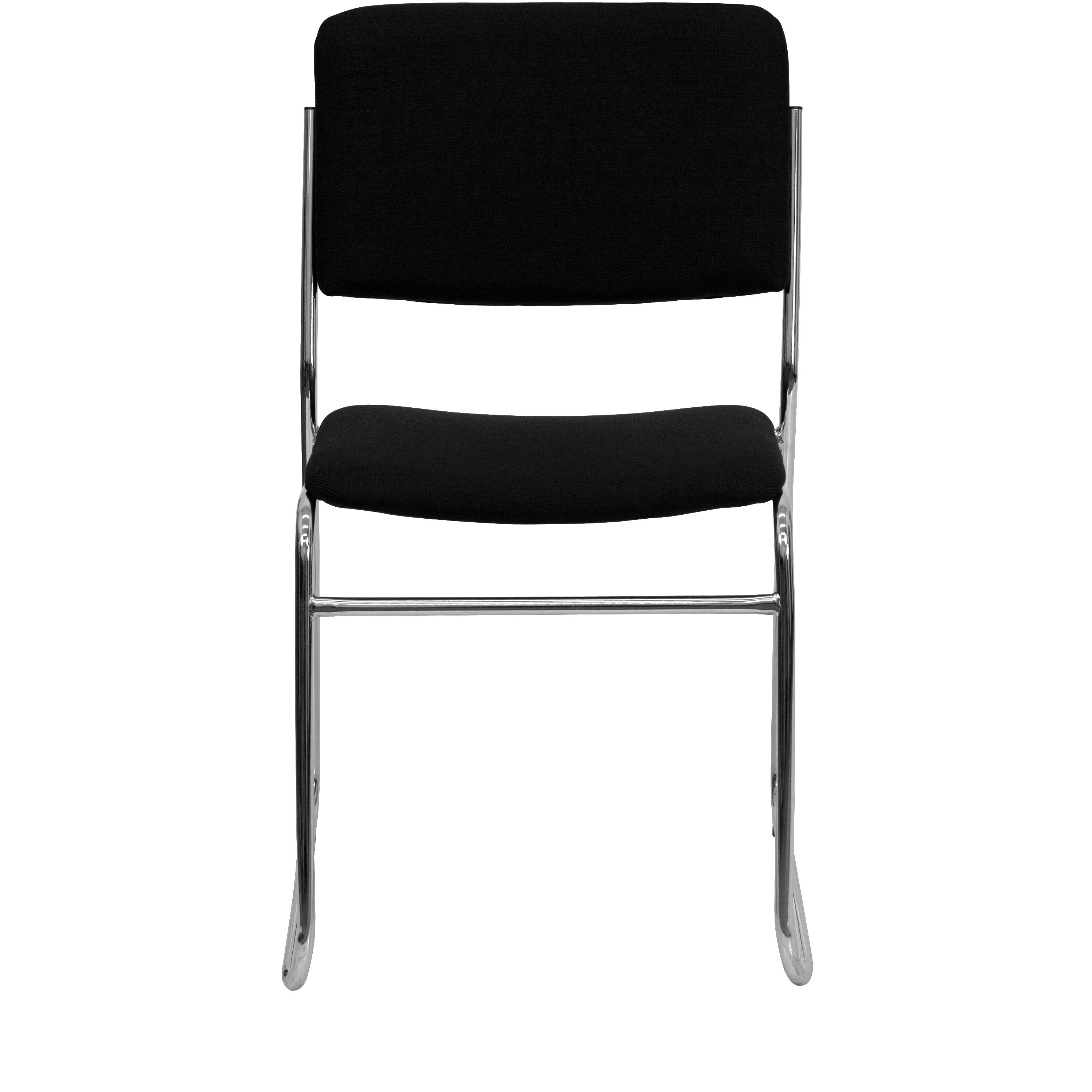 Alt View 7. Emma + Oliver - 500 lb. Capacity High Density Stacking Chair with Sled Base - Black Fabric/Chrome Frame.