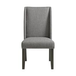 Elements - Upholstered Dining Side Chair with Nailheads - Pair - Charcoal