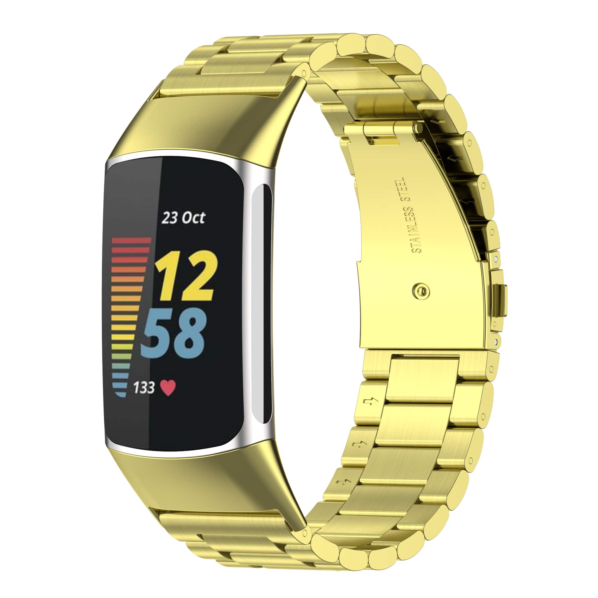 StrapsCo - Classic Bracelet Stainless Steel Watch Band Strap For Fitbit Charge 6 - Yellow Gold price history on PriceWatchPro