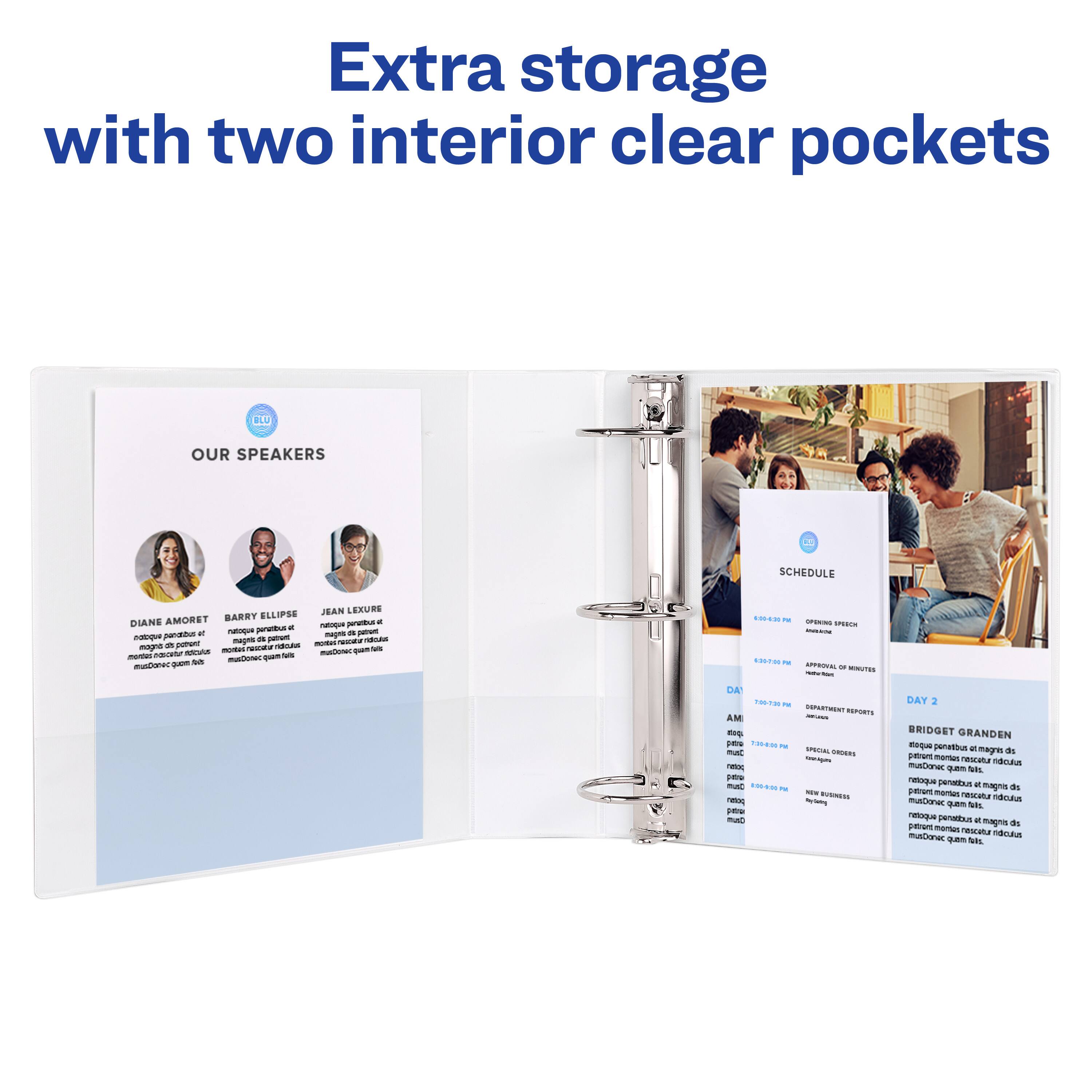 Extra storage with two interior clear pockets

OUR SPEAKERS
DIANE AMORET
BARRY ELLIPSE
JEAN LEXURE

SCHEDULE
DAY 1
8:00 AM - 8:30 AM OPENING SPEECH
8:30 AM - 9:00 AM WELCOME
9:00 AM - 10:00 AM DEPARTMENT REPORTS
10:00 AM - 10:30 AM BREAK
10:30 AM - 11:30 AM SPECIAL GUEST
11:30 AM - 12:00 PM NEW BUSINESS

DAY 2
BRIDGET GRANDEN