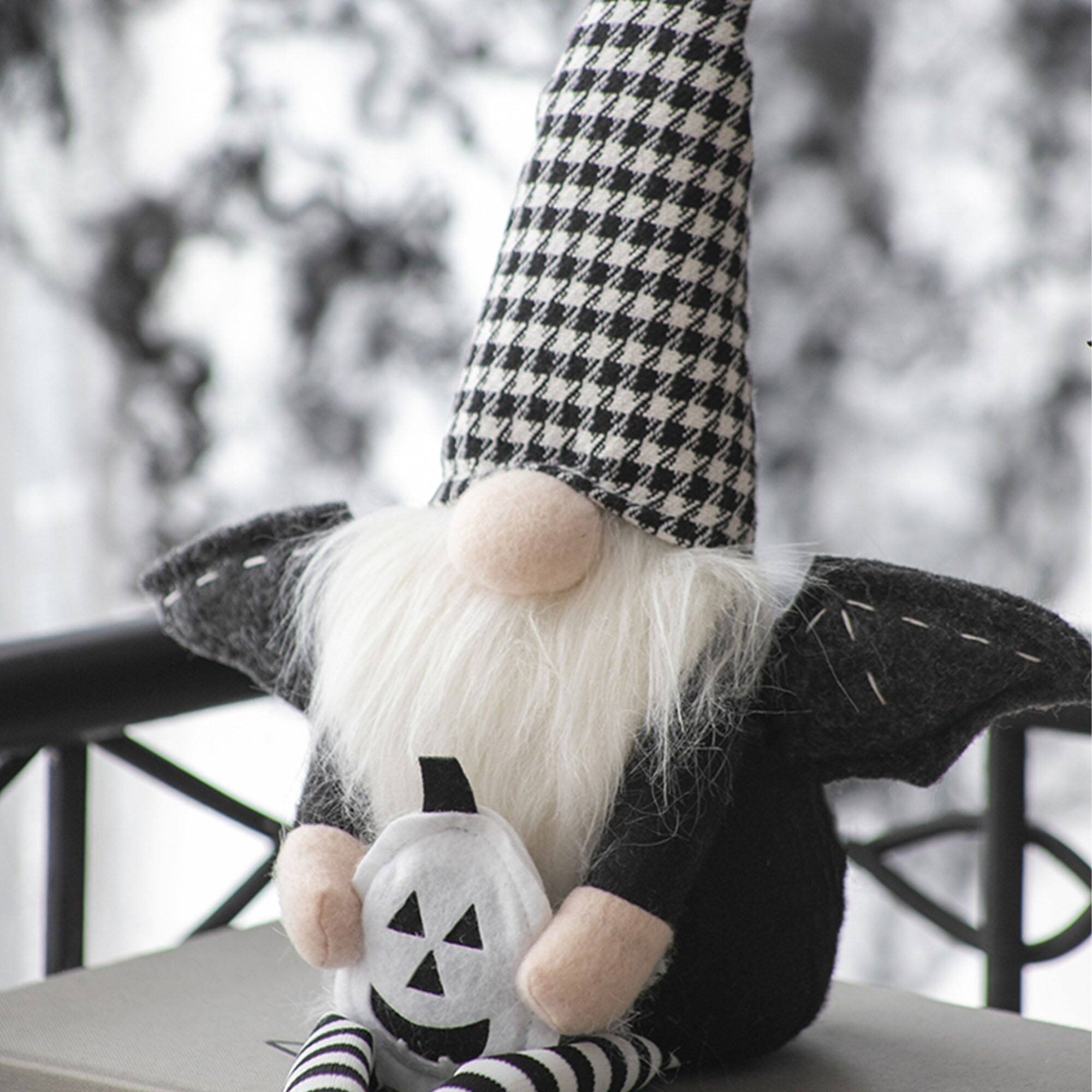 Alt View 1. Boyel Living - (Set of 2)Halloween Gnome Decor with Wings and Plaid Hat for Indoor Holiday Displays - Black,White.