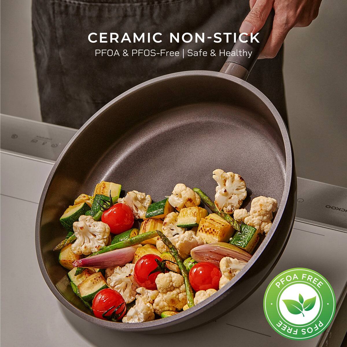 CERAMIC NON-STICK  
PFOA & PFOS-Free | Safe & Healthy  

PFOA FREE  
PROCESSED