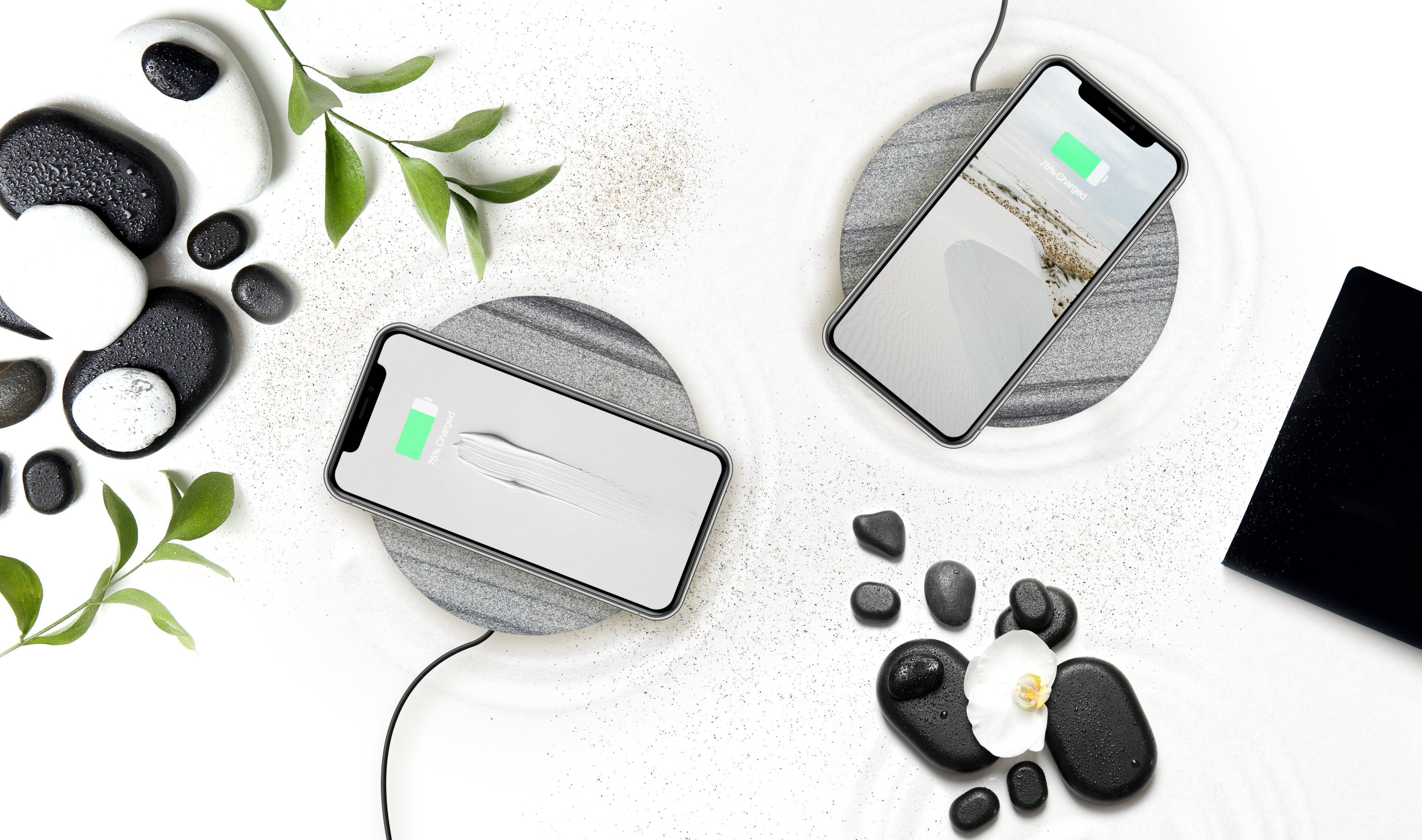 Alt View 15. Einova - Stone 10W Wireless Charging Pad for Qi-enabled Devices - Sandstone.