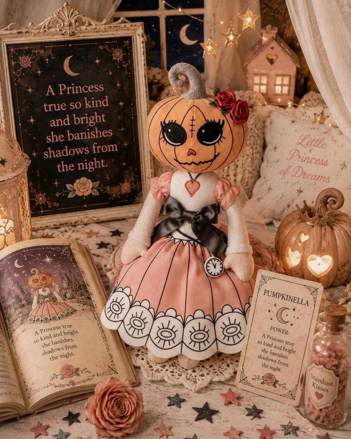 A Princess true so kind and bright she banishes shadows from the night.

Little Princess of Dreams

PUMPKINELLA A POWER: A Princess true so kind and bright she banishes shadows from the night. Stardust Kisses