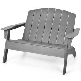 Gymax - Outdoor Adirondack Chair Patio HDPE Adirondack Loveseat Bench Weather Resistant - Gray