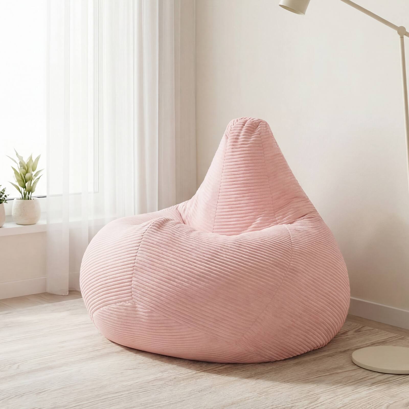 Alt View 1. Costway - Costway Bean Bag Chair for Adults with Skin-friendly Corduroy Cover & Soft Sponge Filling - Pink.