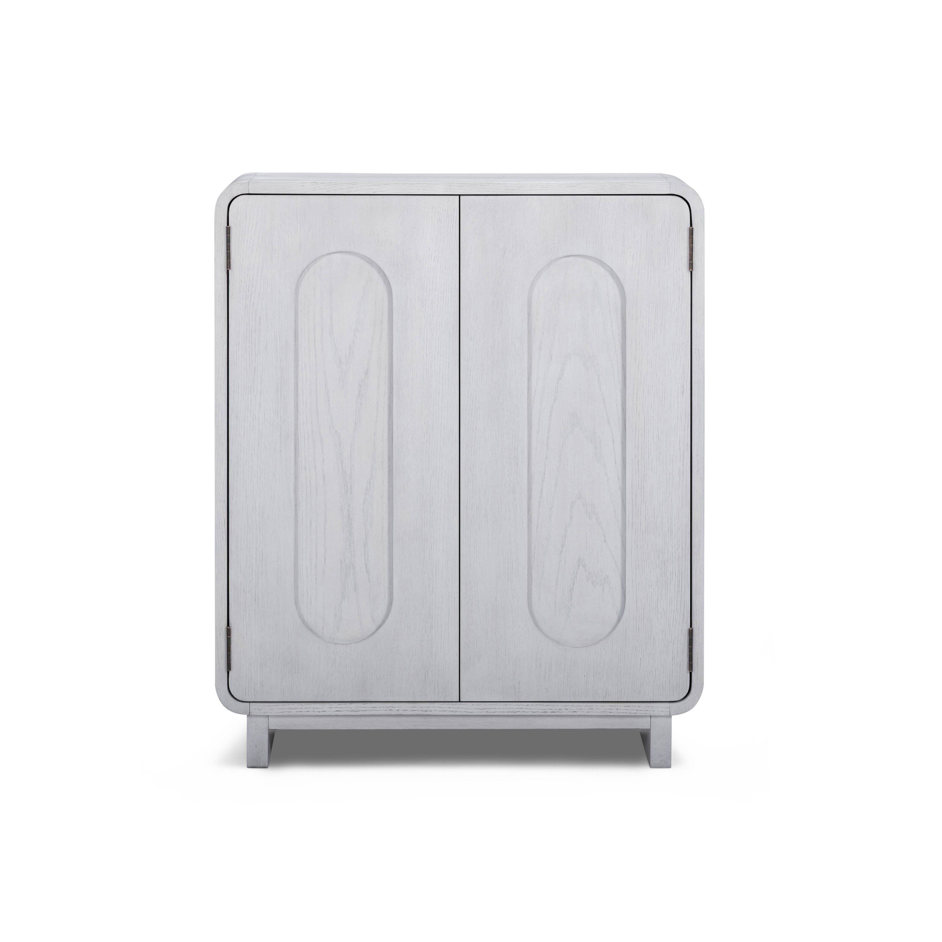 Back. Teamson Home - Oak Veneer Multi Purpose Storage Accent Cabinet with Solid Wood Frame - White.
