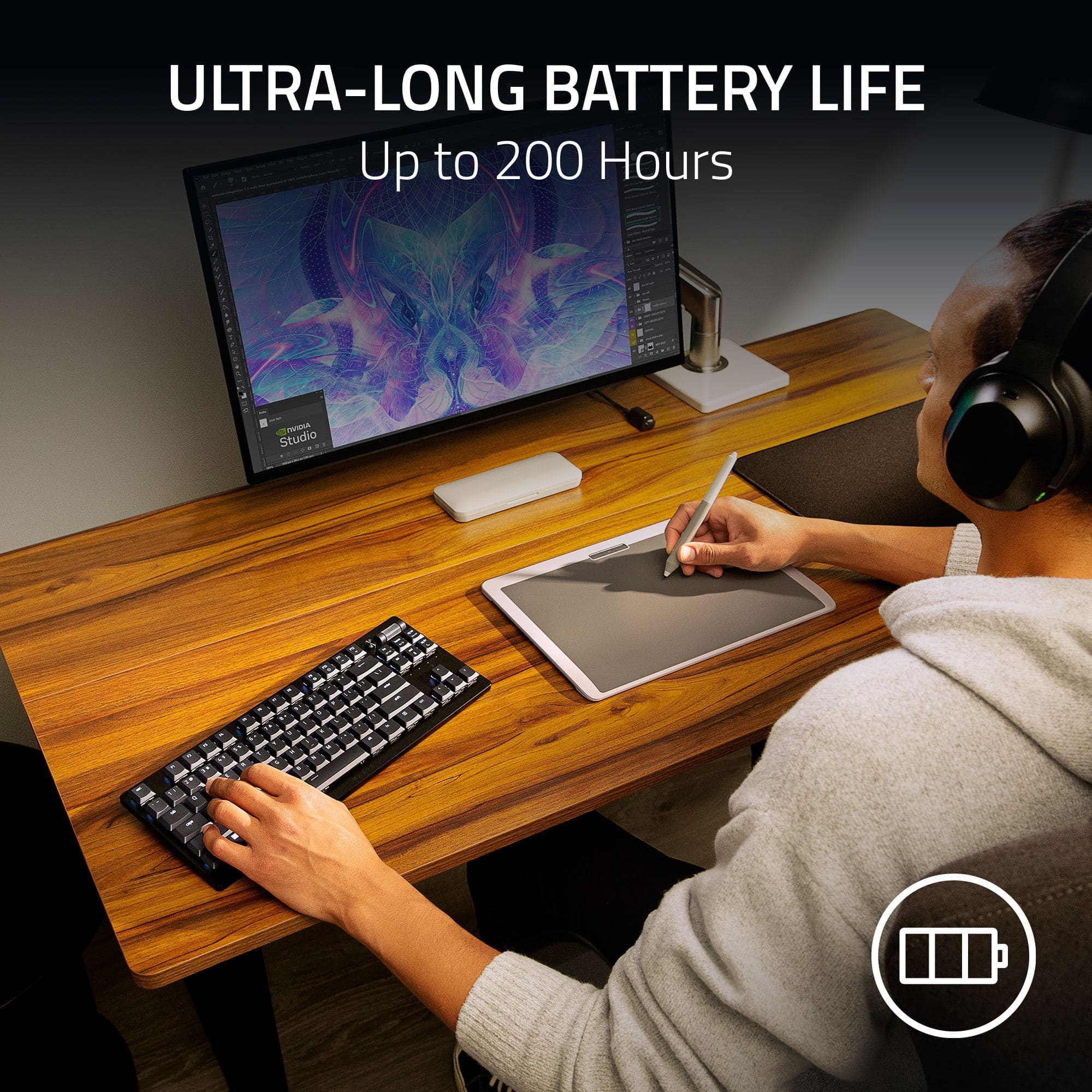 Ultra-Long Battery Life Up to 200 Hours.