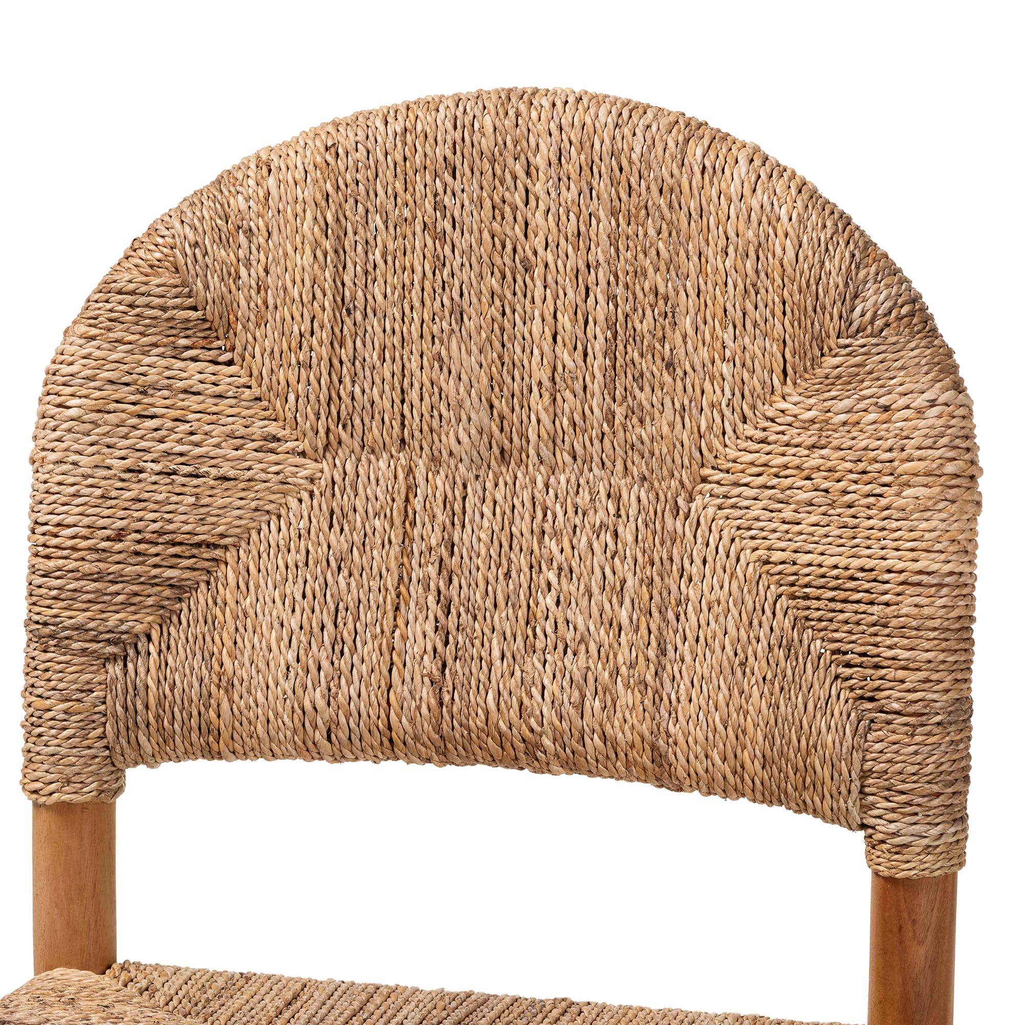 Alt View 1. bali & pari - Cavo Handwoven Seagrass Dining Chair - Natural Fiber Wicker Side Chair with Mahogany Wood Frame - Honey/Natural Brown.