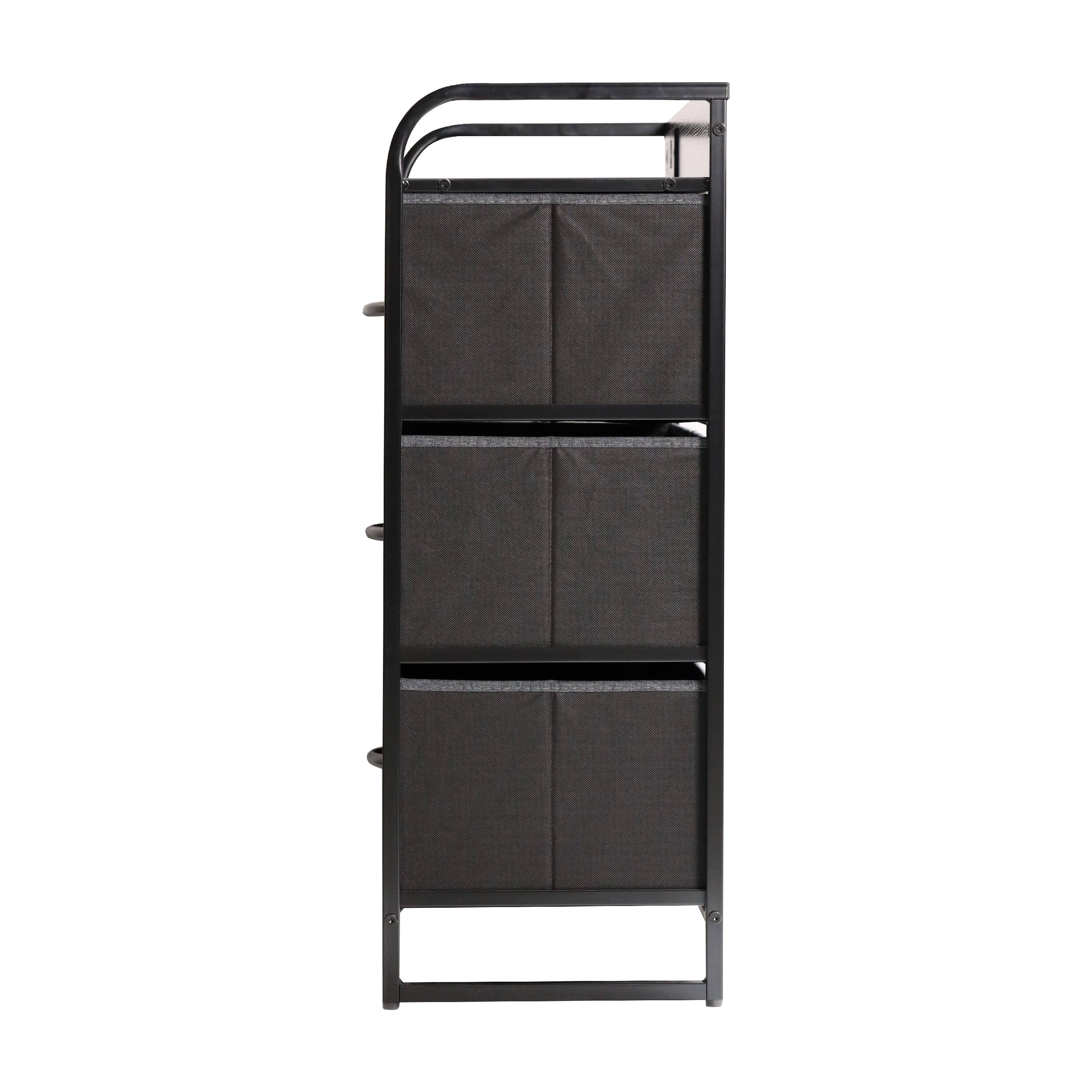 Alt View 7. Emma + Oliver - Charging Nightstand with 4 Fabric Drawers, 2 USB Ports, 1 Outlet - Charcoal Drawers/Black Frame.