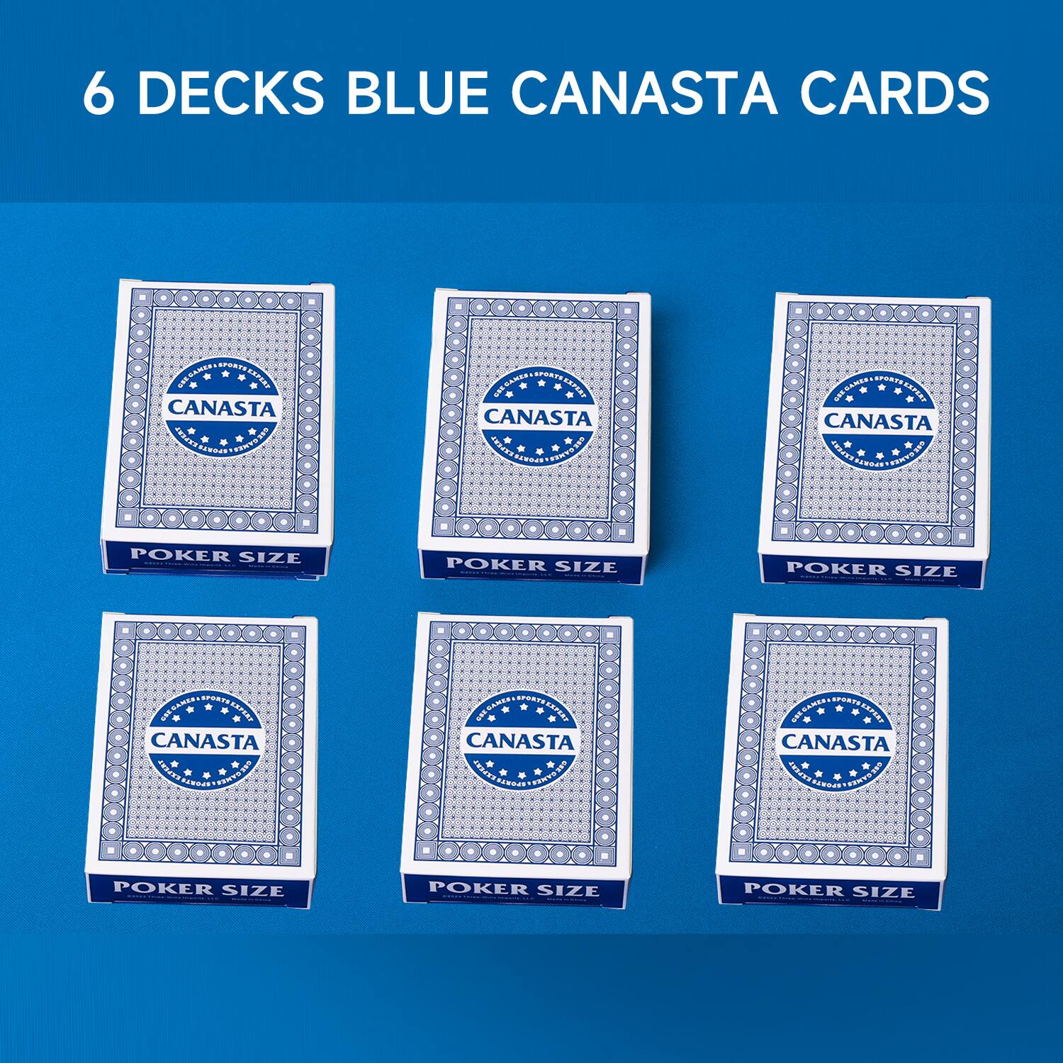 6 DECKS BLUE CANASTA CARDS
CANASTA C AEDANES DESPUAT
CANASTA CRTa T.84S EEYORND
PR CANASTA ARACCY NDCE
POKER SIZE
POKER SIZE | POKER SIZE
CANASTA nRL SENTOSED soC
CANASTA SINTOIED ESAMES
AAPPAY CANASTA PRNASS Twoun ENTO15D . 4