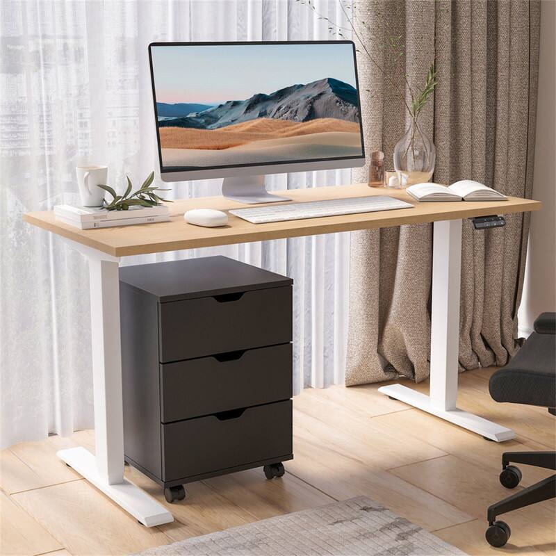 Alt View 5. HTUTWOO - 15.74"L 3-Drawer Vertical Filing Cabinet - Rolling Wood Mobile File Cabinet, With Lockable Casters, Fully Assembled - Black.