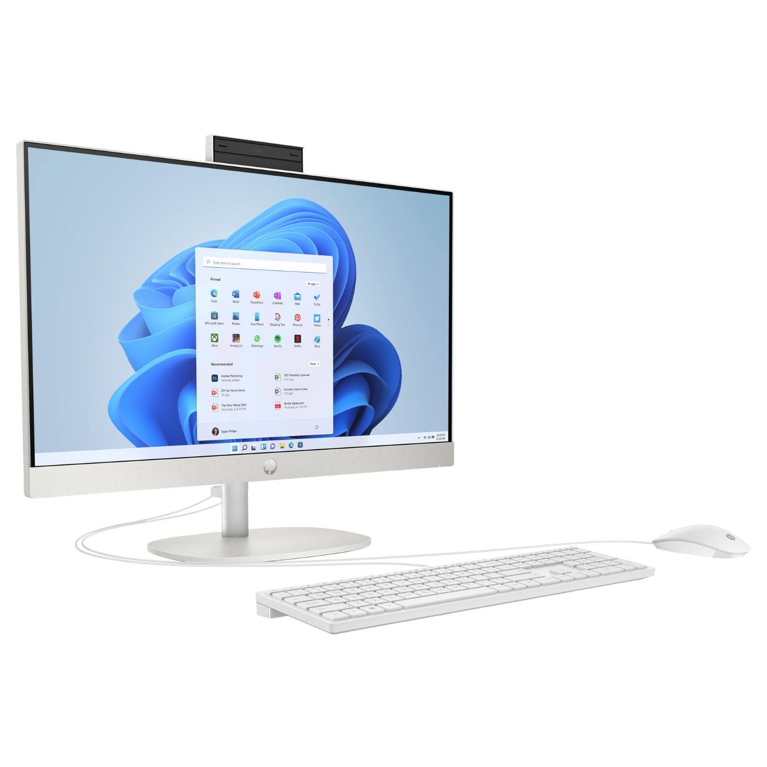 Alt View 1. HP - 24-cr0029 23.8" FHD Intel Core i3-N300 8GB DDR4 512GB SSD Intel UHD Graphics Windows 11 Home All-in-One Desktop - White.