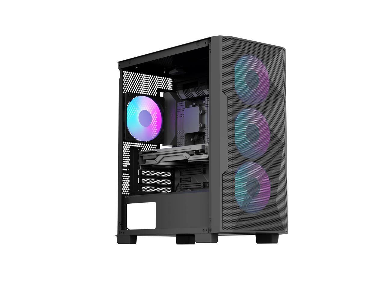 Alt View 2. Rosewill - Rosewill FBM-X6 Black Micro ATX Case - Tempered Glass, 4 PWM ARGB Fans, 650W 80+ Gold PSU - Black.