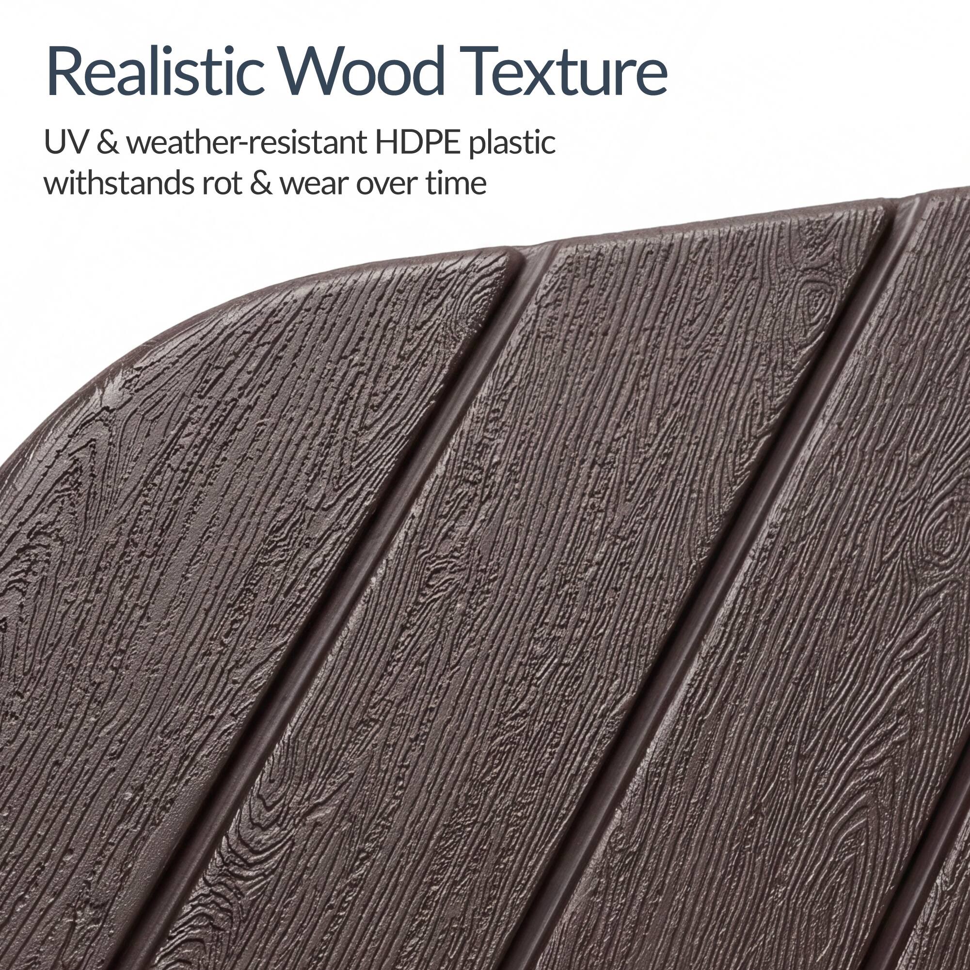 Realistic Wood Texture

UV & weather-resistant HDPE plastic withstands rot & wear over time