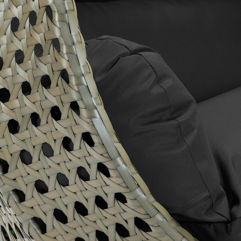 Alt View 1. LeisureMod - Leisuremod 2-Person Wicker Egg Swing Chair with Stand & Washable Cushions - Indoor/Outdoor Double Hanging Patio Chair - Black.