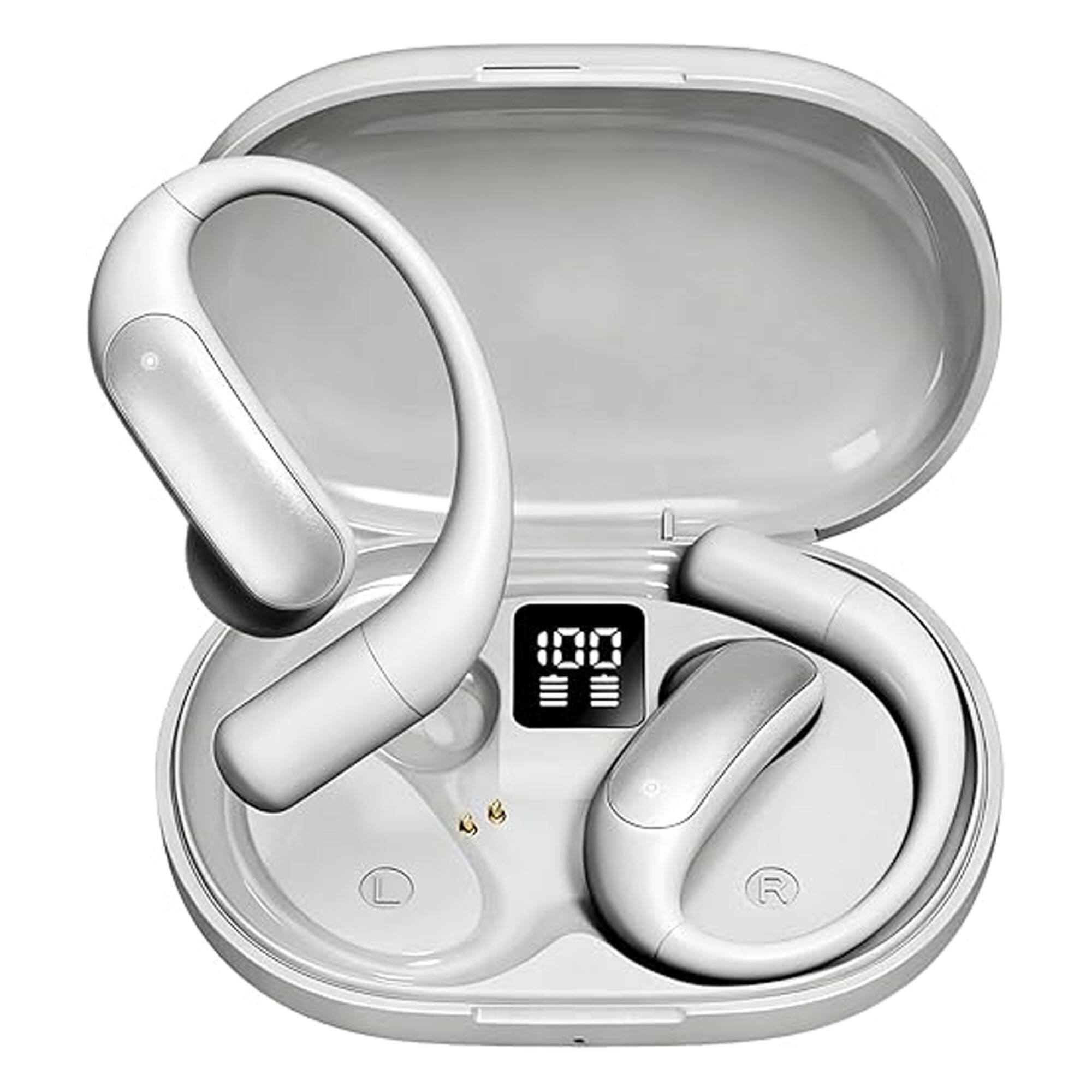 Front. YONWAY - Intelligent Translation Bluetooth Earphones, Open Ear Headphones with Digital Display, Wireless Earbuds for Running.