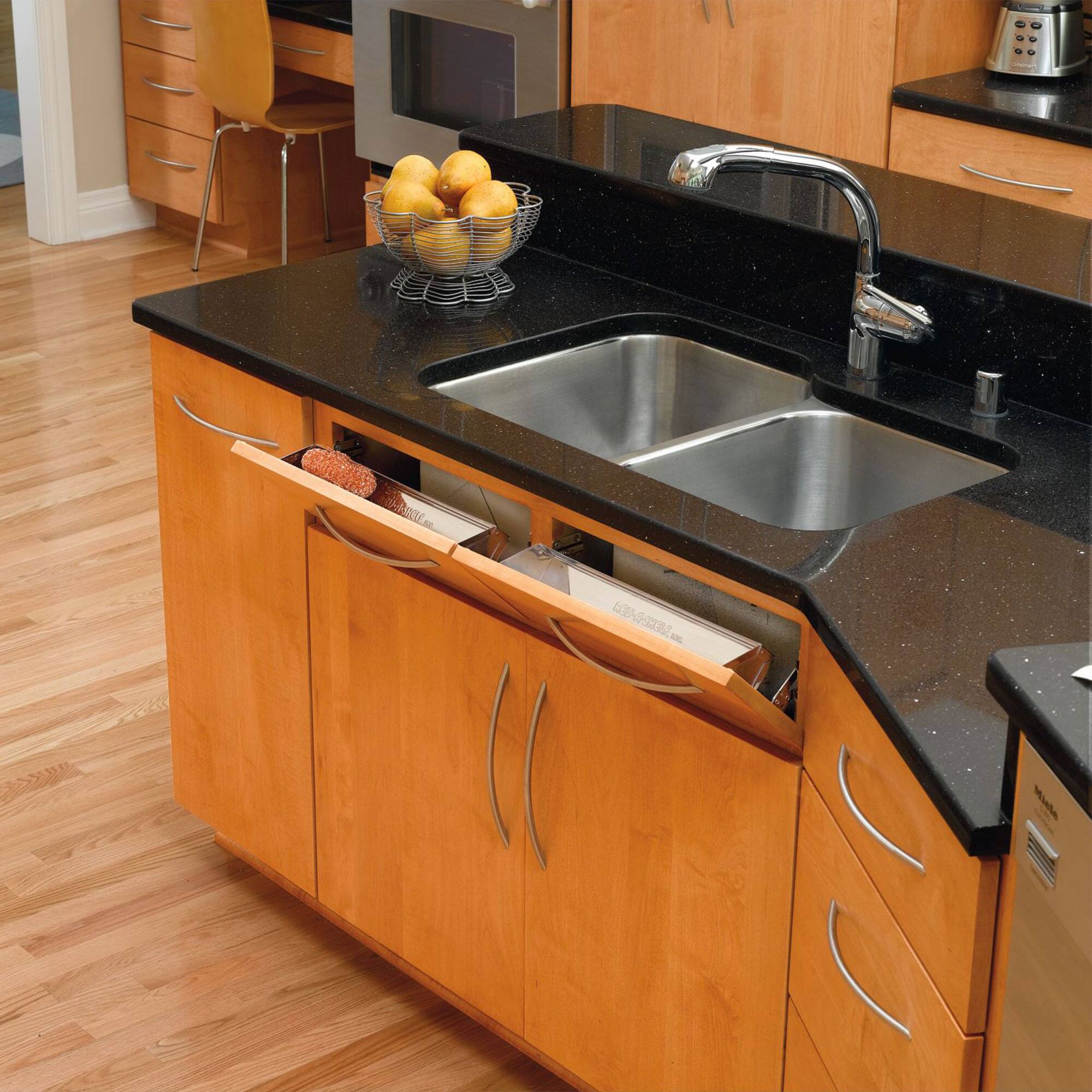 Alt View 3. Rev-A-Shelf - Rev-A-Shelf 10" Tip Out Tray w/ Soft-close for Sink Base Cabinet, 6581-10SS-SC-1 - Silver.