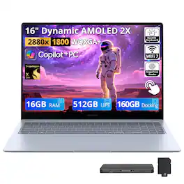 Samsung - Galaxy Book4 Edge 16" AMOLED Touch Laptop,Snapdragon X Elite,16GB RAM,512GB UFS+160GB Dock Set,Backlit,Fingerprint,Win11 - Sapphire Blue