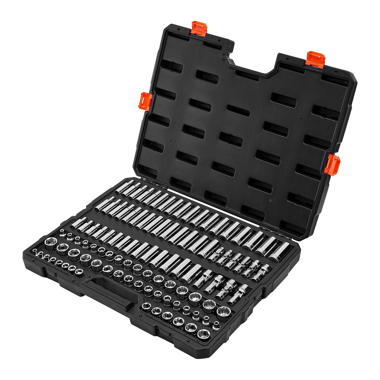 Alt View 5. VEVOR - Socket Set, 104 Pieces, 3/8 in Drive Socket Tool Set, Metric Size from 6 to 24 mm, Deep and Standard, Mechanic Tool Kit - Black+Sliver.