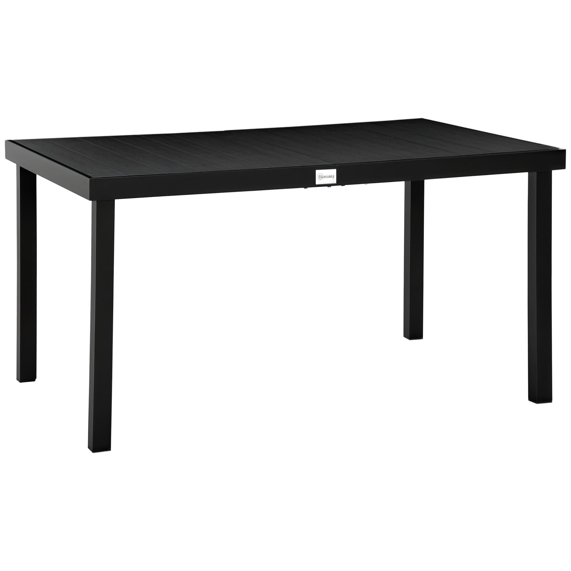 Outsunny - Outdoor Dining Table for 6 Person, Rectangular Patio Table, Aluminum Metal Legs for Garden, Lawn, Patio - Black