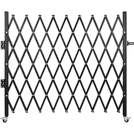 VEVOR - Single Folding Security Gate, 7 ft H x 7 ft W Folding Door Gate, Steel Accordion Security Gate, Flexible Expanding Gate - Black