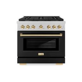 ZLINE - Autograph 36 in. Paramount Dual Fuel Range with Black and Gold Accents (SDRSZ-BLM-36-G) - Black