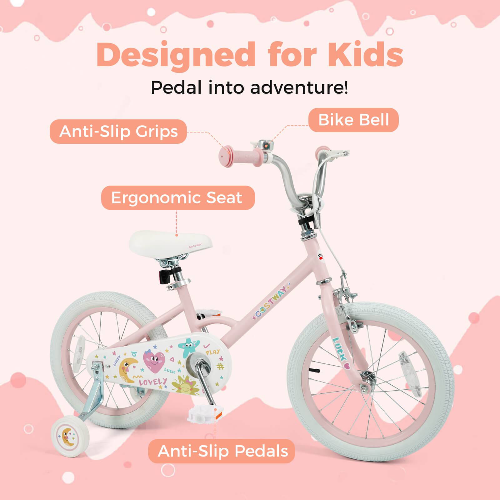 Designed for Kids  
Pedal into adventure!  

- Anti-Slip Grips  
- Bike Bell  
- Ergonomic Seat  
- Anti-Slip Pedals  

LOVELY PLAY  
COSTWAY