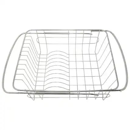 Front. Better Houseware - Adjustable Over-the-Sink Stainless Steel Dish Drainer - Stainless Steel.