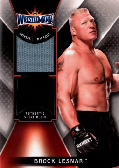 WRESTLEMANIA MANIA AUTHENTIC MAT RELIC AUTHENTIC SHIRT RELIC M LESNAR IM BROCK LESNAR